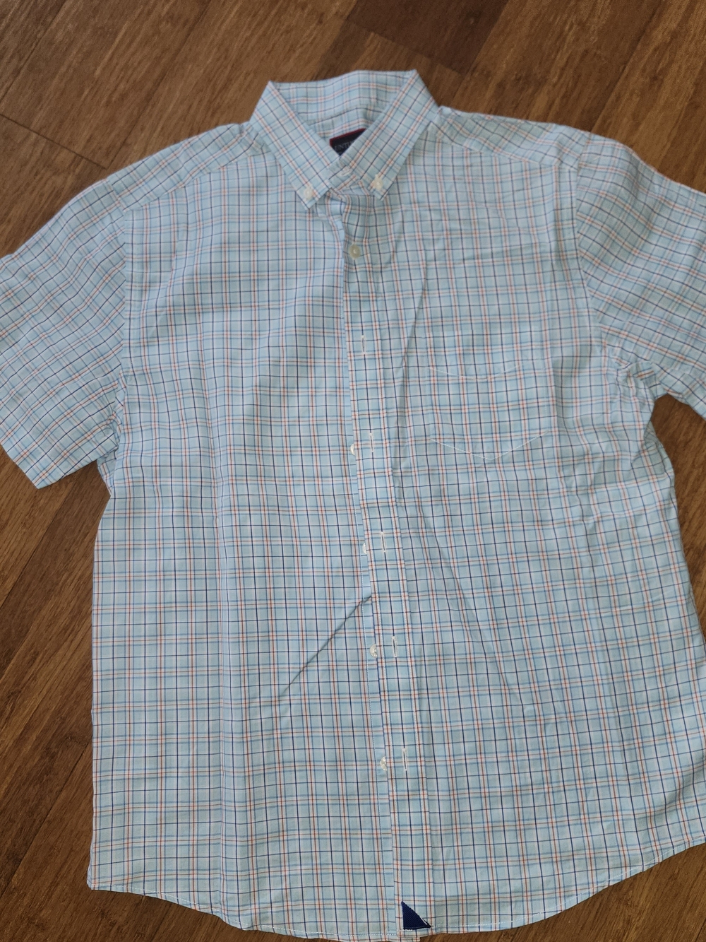 Untuckit Men's Short-Sleeve Plaid Button-Down Shirt - Light Blue